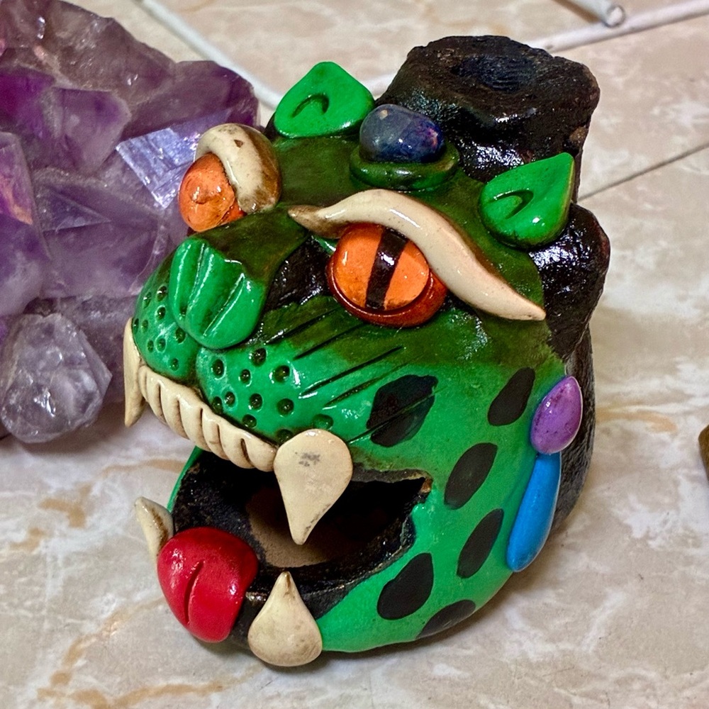 Aztec Jaguar Warrior Whistle - Teotihuacan Decorated